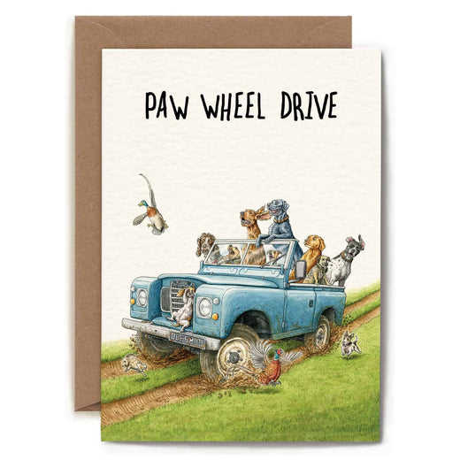 Bewilderbeest Ltd Greeting Card Paw Wheel Drive Card D24-01