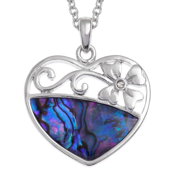 Purple Paua Shell Heart And Flower