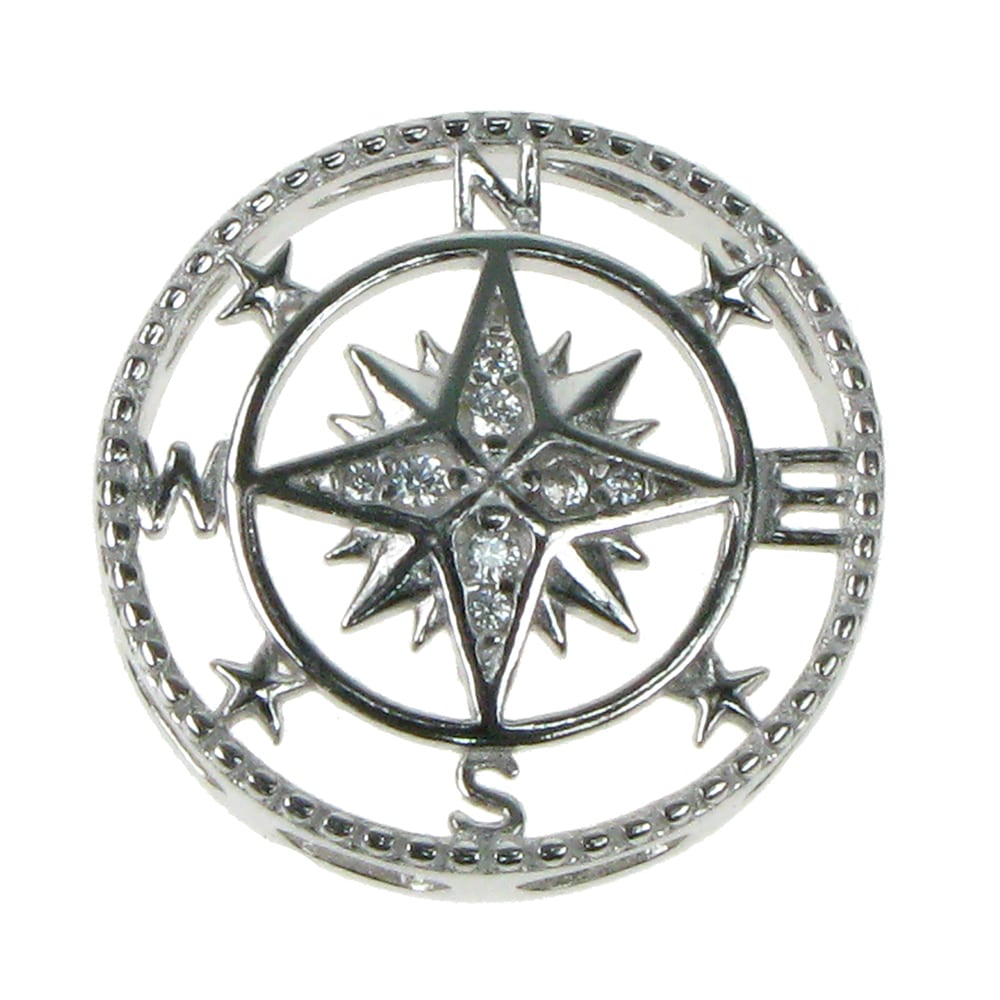 Compass Solid 925 Sterling Silver Pendant