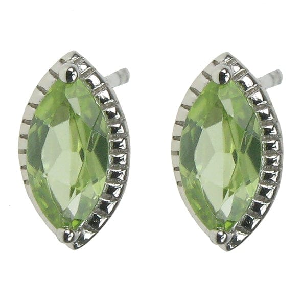 Peridot Marquise Solid 925 Sterling Silver Stud Earrings