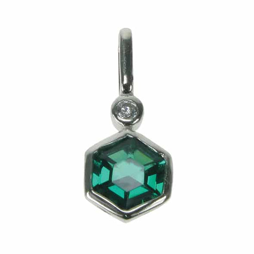 Emerald Hexagon Solid 925 Sterling Silver Pendant