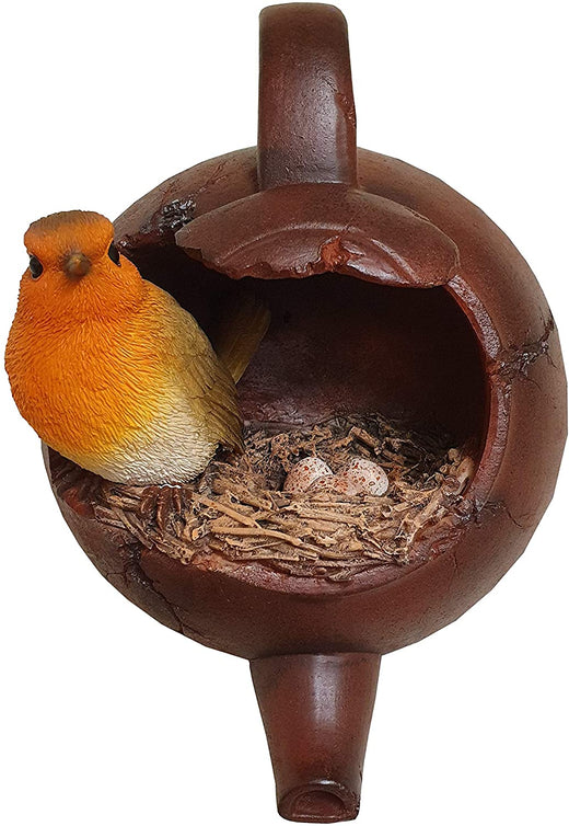 Vivid Arts Fairy Garden Wall Hanging Robin Nested in Teapot Miniature Home or Garden Decoration HGF-013