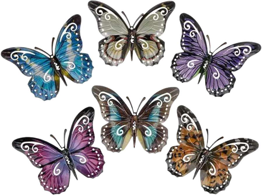 A set of colourful decorative butterfly ornaments.