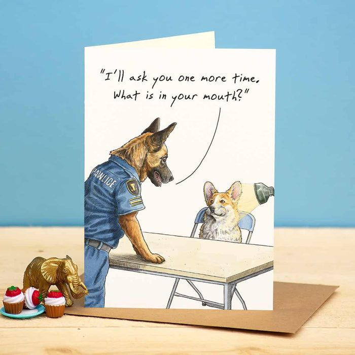 Bewilderbeest Ltd Greeting Card Interrogation Dog Card D21-01
