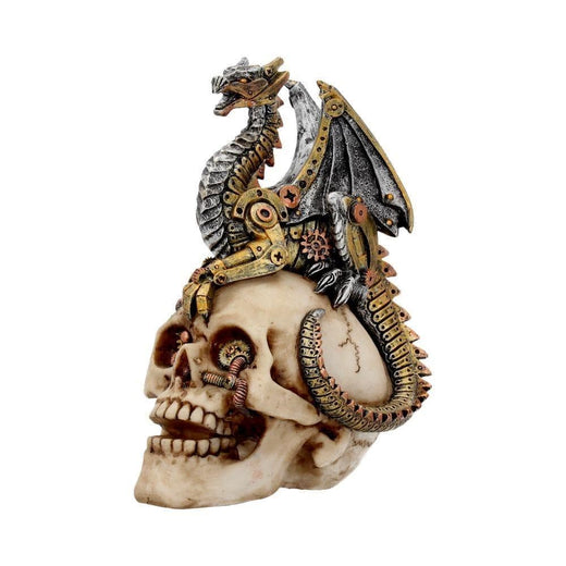 Dragon's Grasp Mechanical Dragon On A Skull Figurine