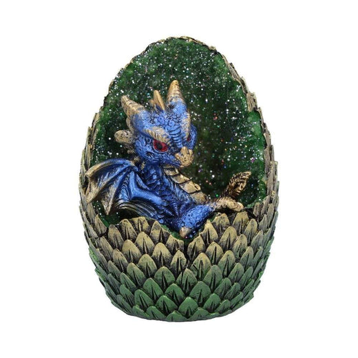 Geode Home Blue Glittering Hatchling and Egg Figurine