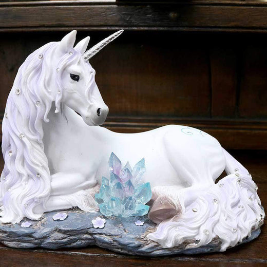 Jewelled Tranquility White Unicorn and Crystal Ornament