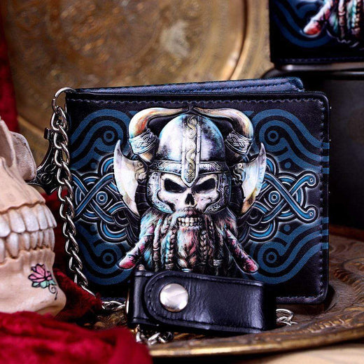 Danegeld Viking Black Wallet with Decorative Chain