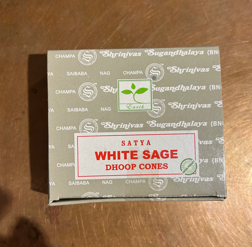 Something DIfferent Wholesale Incense Cones White Sage Dhoop Cones by Satya IN19WS