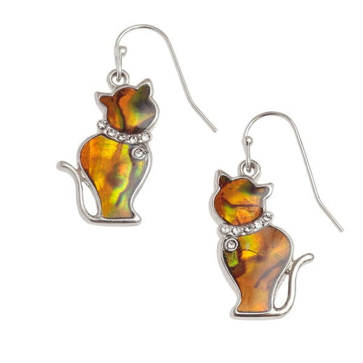 Amber Paua Shell Cat Earrings