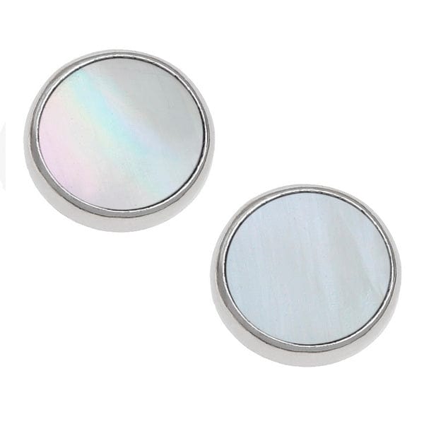 Mother Of Pearl Shell Round Stud Earrings