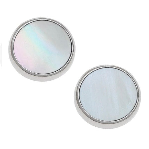 Mother Of Pearl Shell Round Stud Earrings