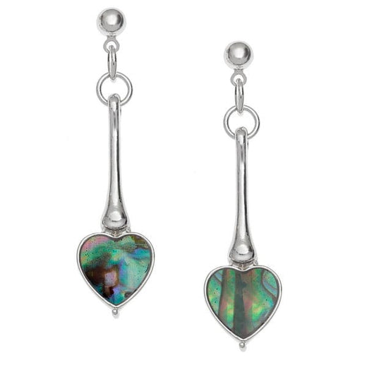 Paua Shell Long Heart Stud Earrings
