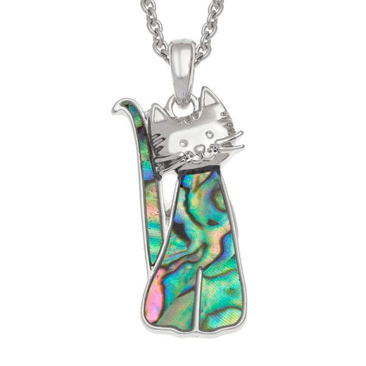 Paua Shell Sitting Cat Necklace