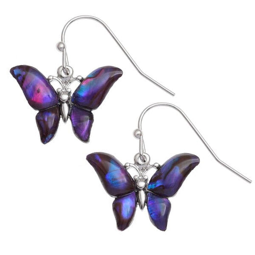 Purple Paua Shell Butterfly Earrings