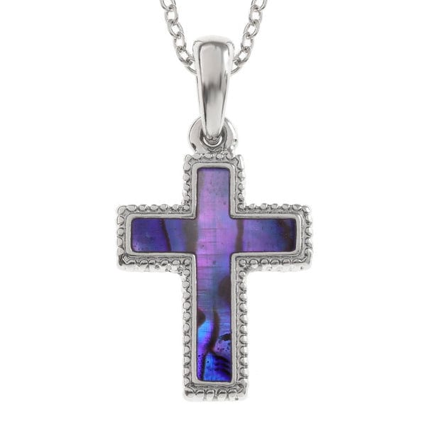 Talbot Fashions LLP Purple Paua Shell Cross Necklace TJ172
