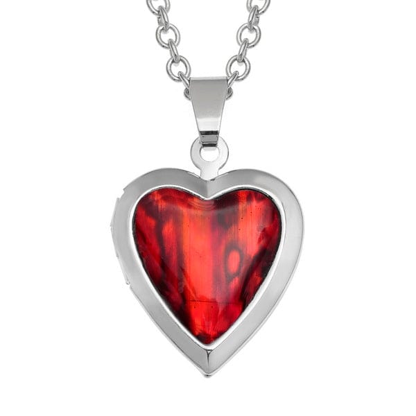 Red Paua Heart Locket Necklace