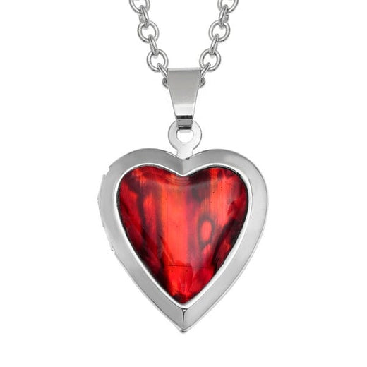 Red Paua Heart Locket Necklace
