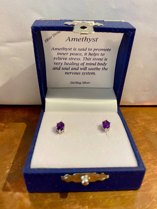 Zilver Designs Silver Jewellery Amethyst Oval Studs SE4780