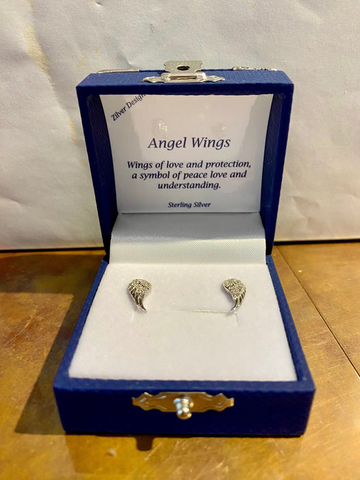 Zilver Designs Silver Jewellery Angel Wing Solid 925 Sterling Silver Studs SE4581