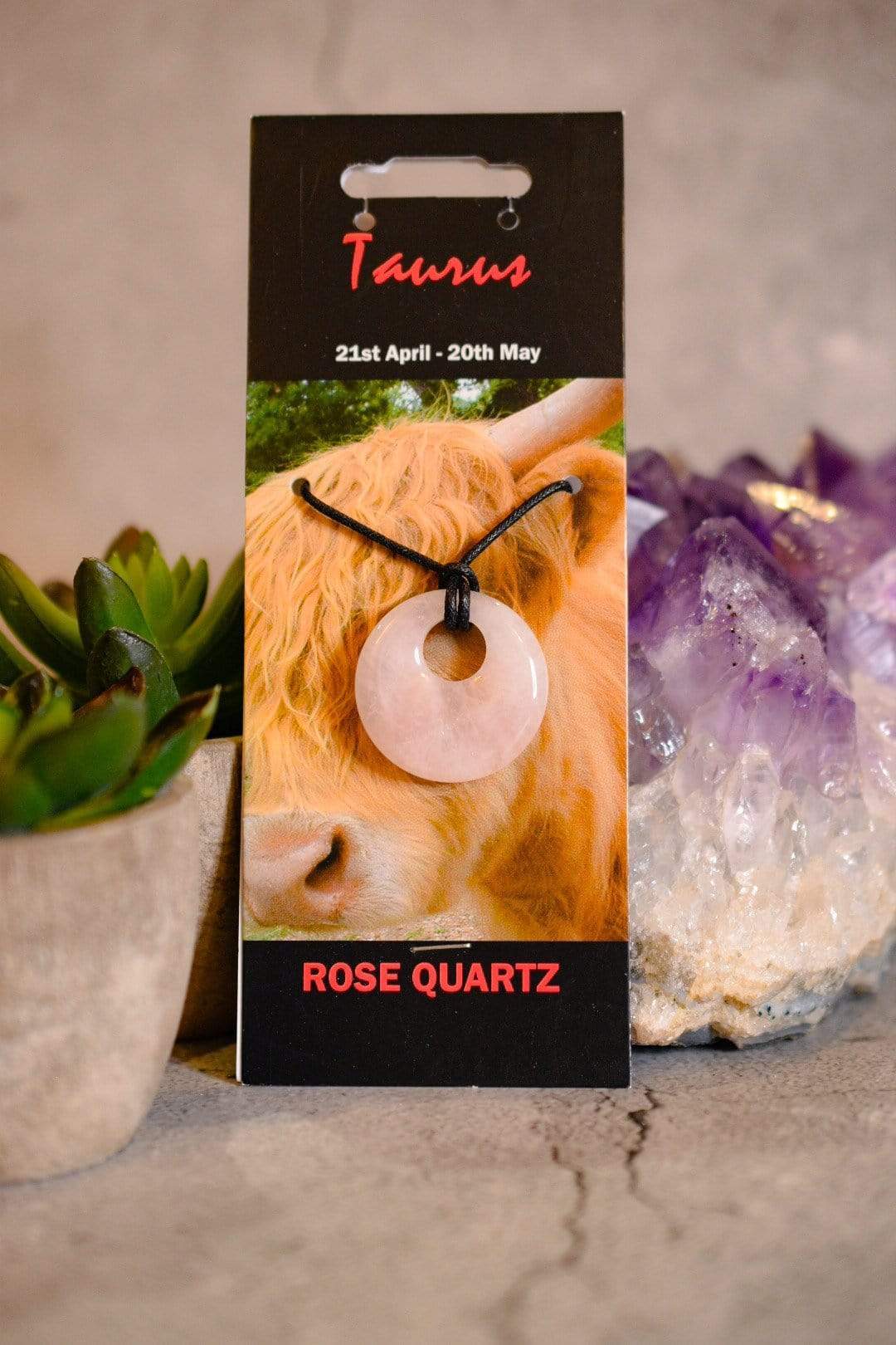 Crystal Classics Birthstone Jewellery Taurus Rose Quartz Agogo Pendant NZ44