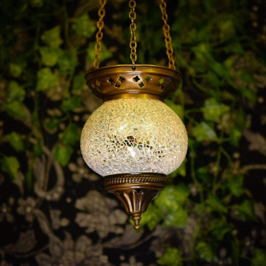 Medium White Mosaic Tea Light Holder