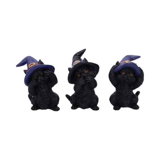 Three Wise Familiars See No Hear No Speak No Evil Black Cat Figurines