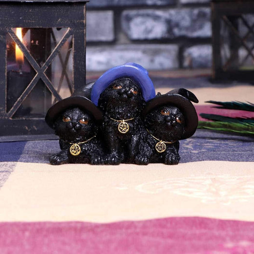 Familiar Felines Black Cats in Witches Hats Figurine