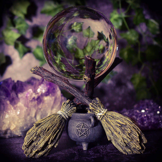 Broomsticks Crystal Ball and Stand