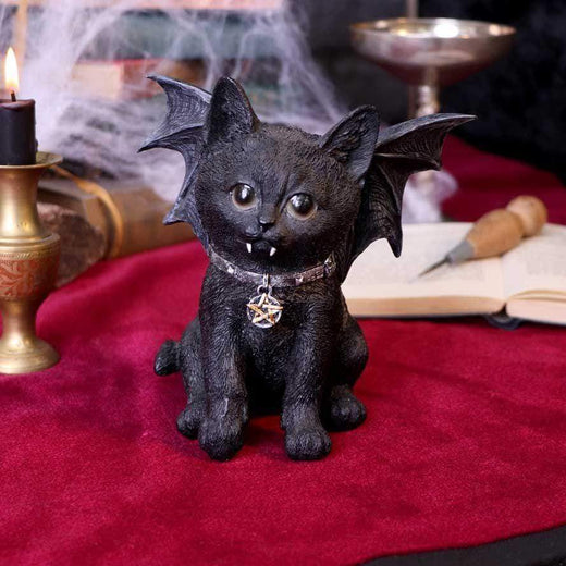 Vampuss Black Vampire Bat Cat Figurine