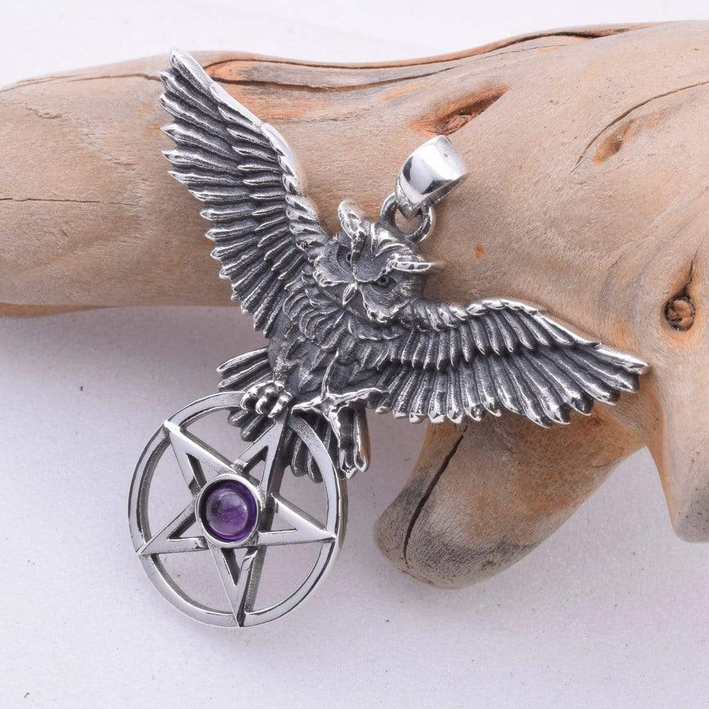 Owl's Flight Solid 925 Sterling Silver Pendant