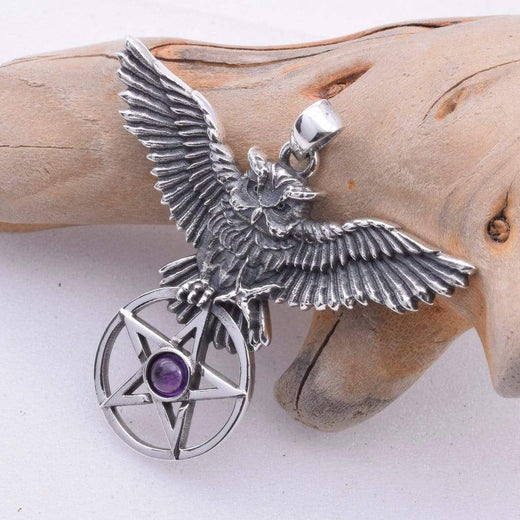 Owl's Flight Solid 925 Sterling Silver Pendant