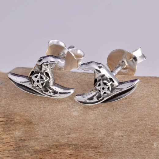 Witches Hat Solid 925 Sterling Silver Stud Earrings