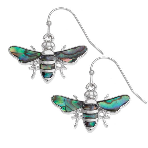 Paua Shell Bee Hook Earrings