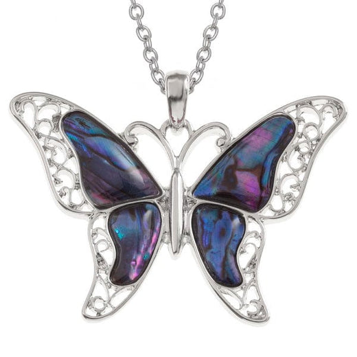 Purple Paua Shell Butterfly Necklace