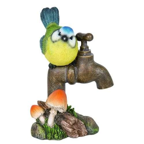 Vivid Arts Ornament Blue Tit On Garden Tap Home or Garden Decoration BG-BT02-F