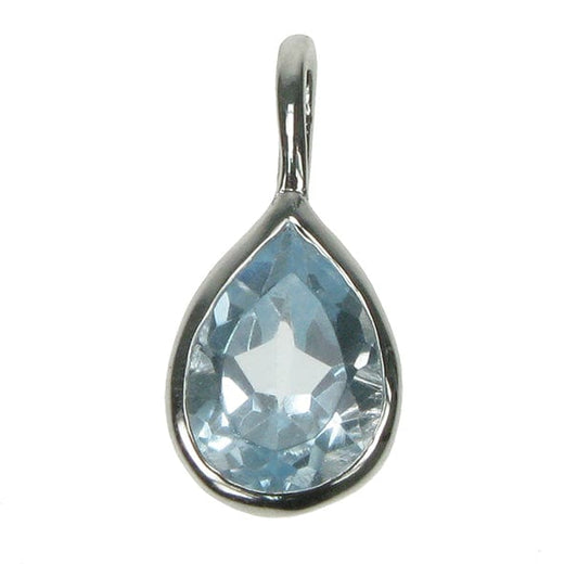 Blue Topaz Small Pear Solid 925 Sterling Silver Pendant