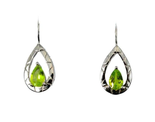 Peridot Open drop Solid 925 Sterling Silver Hook Earrings
