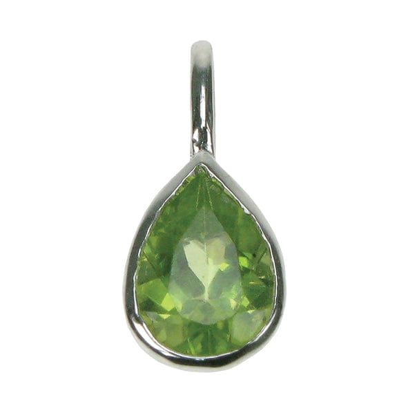 Peridot Faceted Small Pear Solid 925 Sterling Silver Pendant