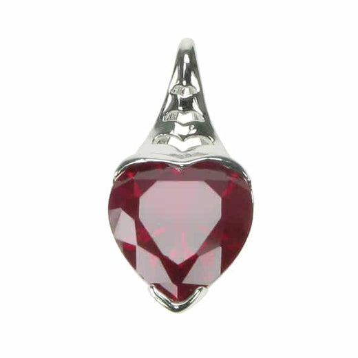 Ruby Simple Heart Solid 925 Sterling Silver Pendant