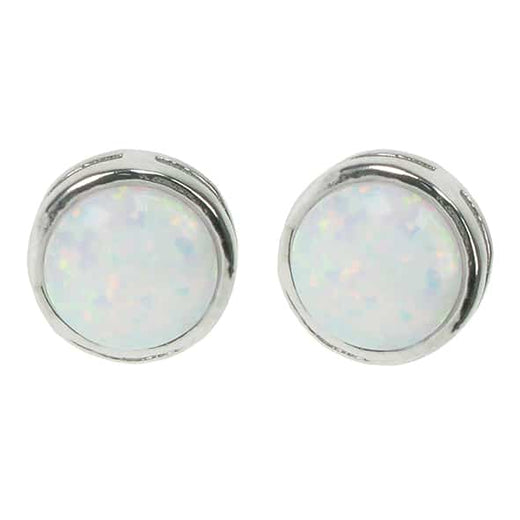 Snow Opal Medium Round Solid 925 Sterling Silver Studs