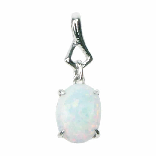 Snow Opal Oval Solid 925 Sterling Silver Pendant