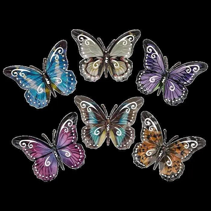 A set of colourful decorative butterfly ornaments.